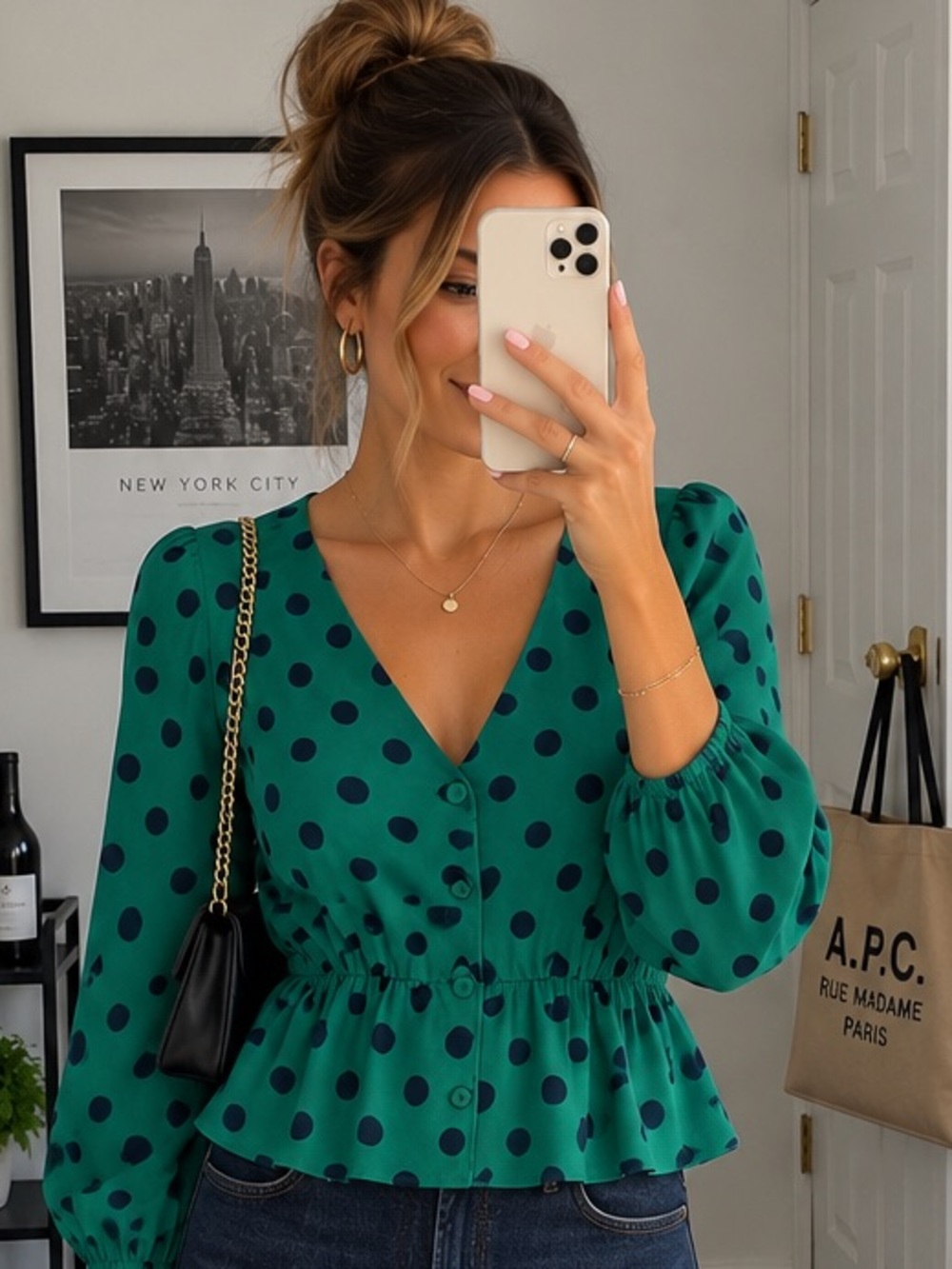 J.Crew Polka Dot Blouse – Size 0 (Like New)